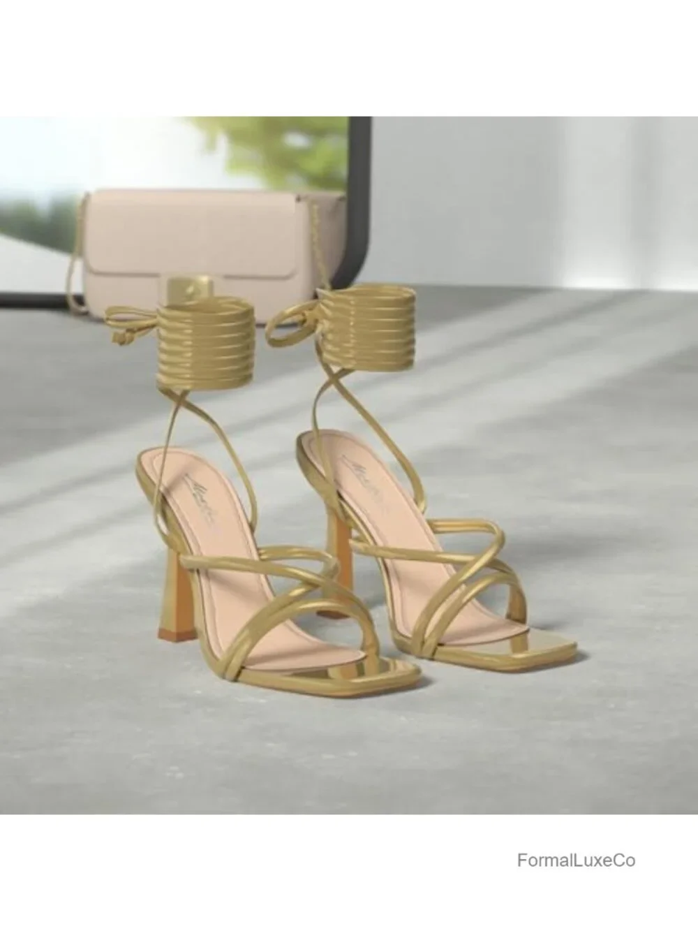 Lace Up Square Open Toe Stiletto Heeled Sandals for Party Daily Wear